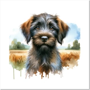 Watercolor Wirehaired Pointing Griffons Puppies Painting - Cute Puppy Posters and Art